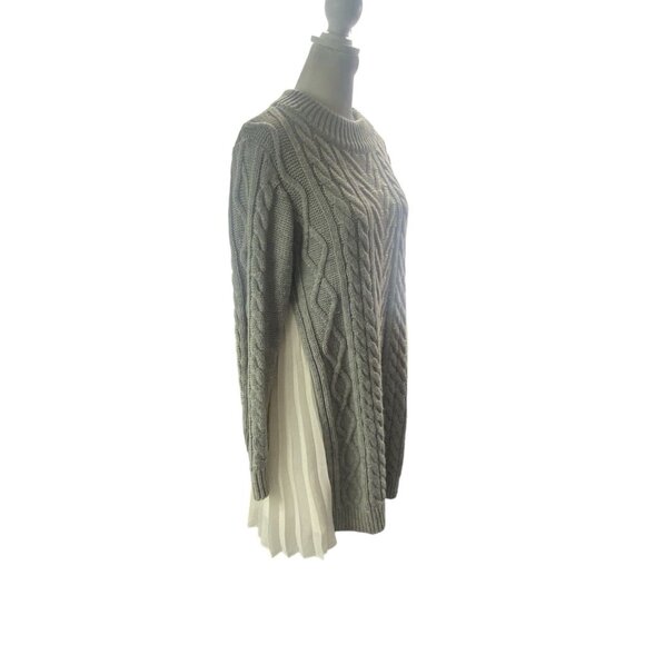MERCURY DUO Women Cable Knit Sweater Sz M Gray Pullover Modern Classic 79-43 - Picture 15 of 16
